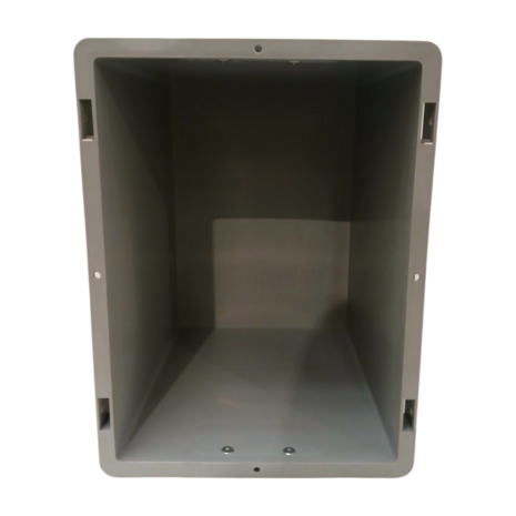 Emtrade Kunststof bak met zwarte handgreep, PP, euronorm, levensmiddelecht, grijs, 400x300x320, nieuw