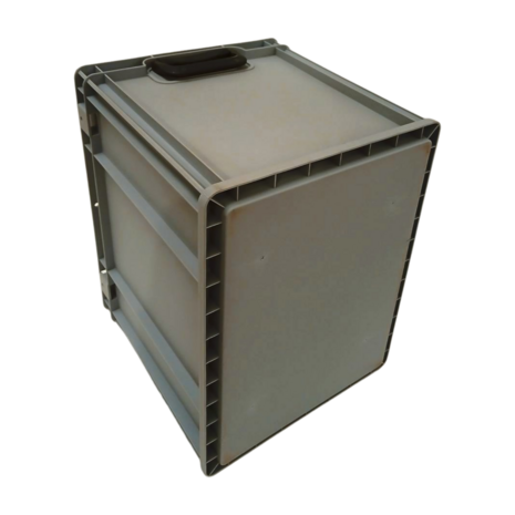 Emtrade Kunststof bak met zwarte handgreep, PP, euronorm, levensmiddelecht, grijs, 400x300x320, nieuw