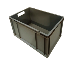 Emtrade Kunststof Bak met Handgreep, 600x400x320mm, PP Grijs, Levensmiddelecht, Nieuw