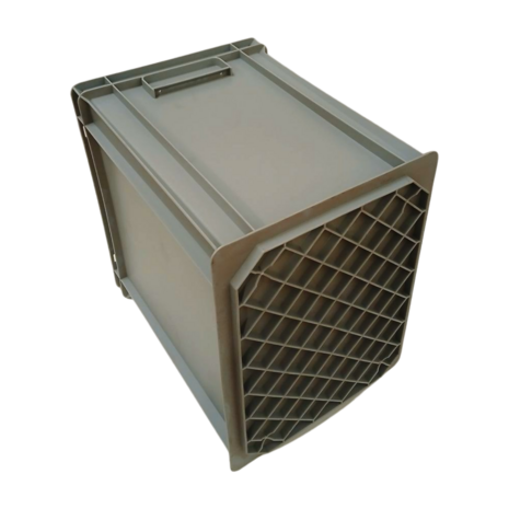 Emtrade Kunststof bak met handgreep 400x300x385 mm, PP grijs, levensmiddelecht, nieuw