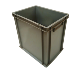 Emtrade Kunststof bak met handgreep 400x300x385 mm, PP grijs, levensmiddelecht, nieuw