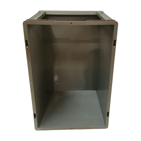 Emtrade Kunststof bak met handgreep en grijpopening 600x400x320 mm, PP grijs, levensmiddelecht, nieuw