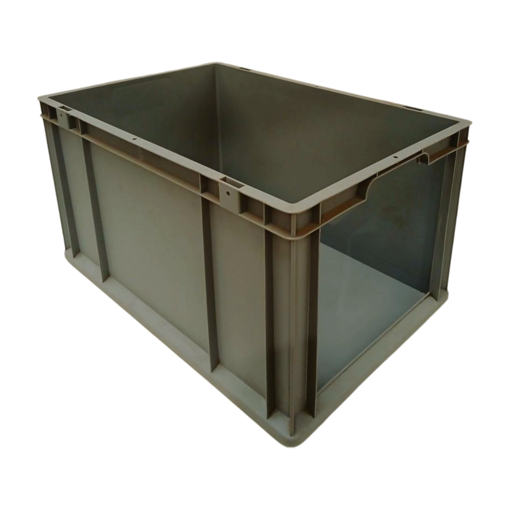 Emtrade Kunststof bak met grijpopening 600x400x320 mm, PP grijs, levensmiddelecht, nieuw