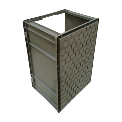 Emtrade Kunststof bak met grijpopening 600x400x320 mm, PP grijs, levensmiddelecht, nieuw