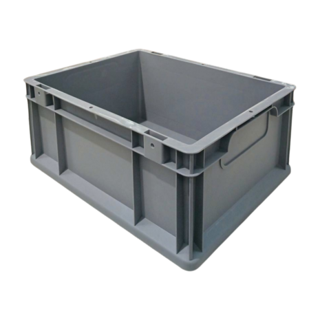 Emtrade Kunststof Bak met gesloten Handgreep, 400x300x170mm, PP Grijs, Levensmiddelecht, Nieuw