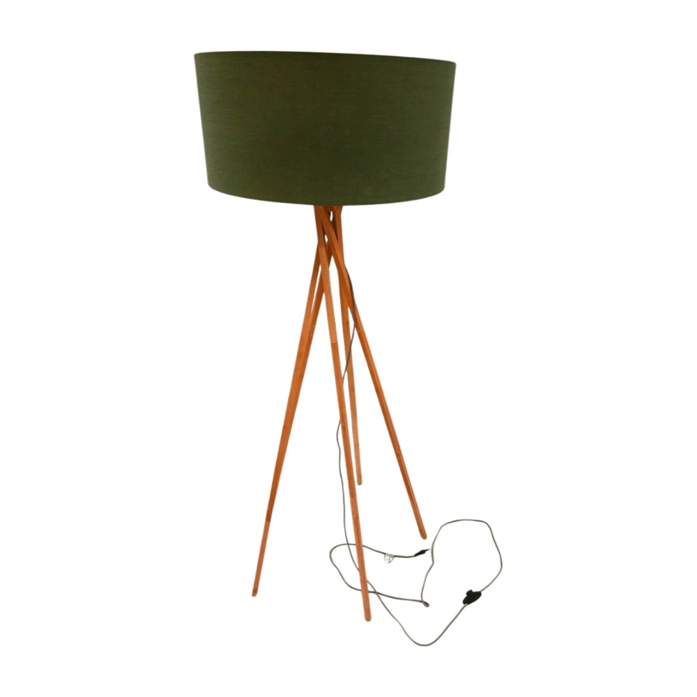 Good&Mojo Vloerlamp Kilimanjaro GOOD&MOJO, eco-linnen kap, bamboe voet, E27, gebruikt