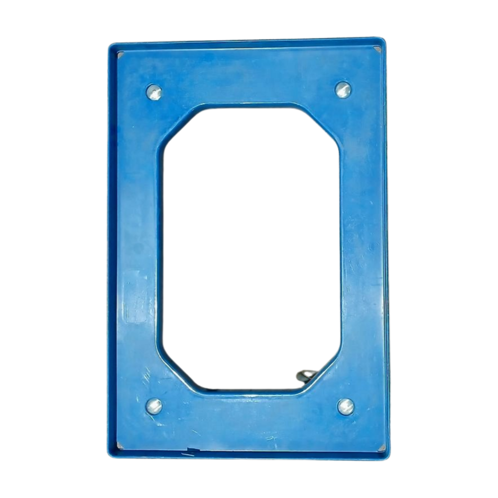 Emtrade Kunststof dolly blauw 610x410x170 mm, rubberen zwenkwielen, Euronorm 60x40, gebruikt