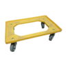 Emtrade Kunststof dolly geel 610x410x170 mm, rubberen zwenkwielen, Euronorm, gebruikt