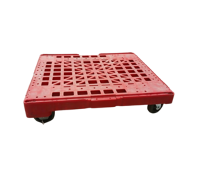 Emtrade Rolplateau, rood, 81 x 69 x 22 cm, 2 vaste wielen, 2 zwenkwielen, gebruikt