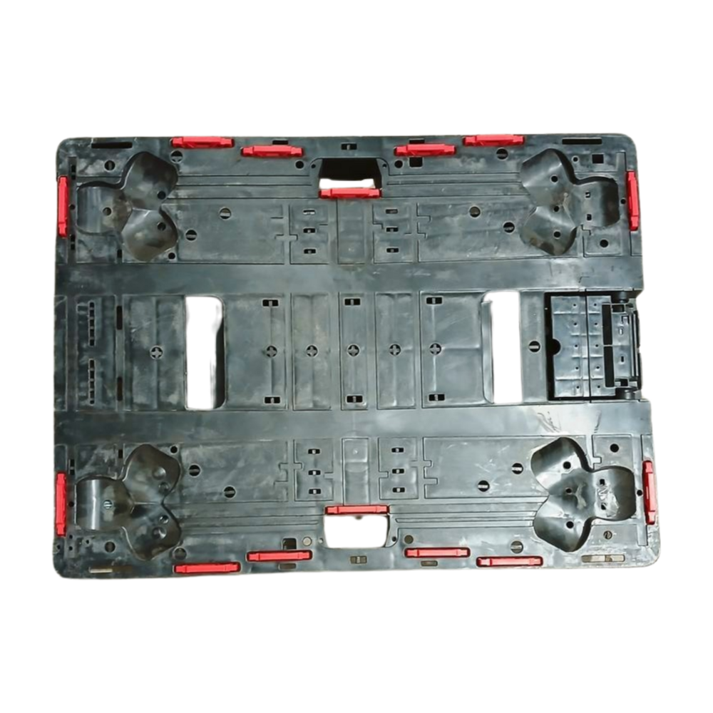 Emtrade Rolplateau, zwart, 80 x 60 x 20 cm, 2 vaste wielen, 2 zwenkwielen, gebruikt