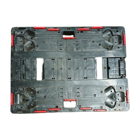 Emtrade Rolplateau, zwart, 80 x 60 x 20 cm, 2 vaste wielen, 2 zwenkwielen, gebruikt