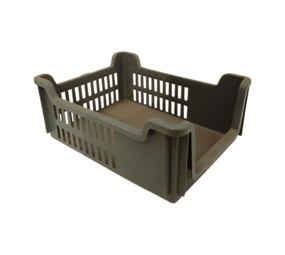 Emtrade Magazijnbak met grijpopening 400x300x160 mm, PP5, grijs, gebruikt