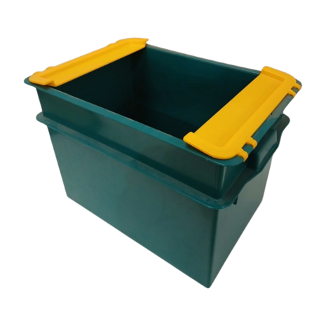 Emtrade Distributiebak, 600x400x410 mm, euronorm, levensmiddelgeschikt, groen, geel kunststof, gebruikt