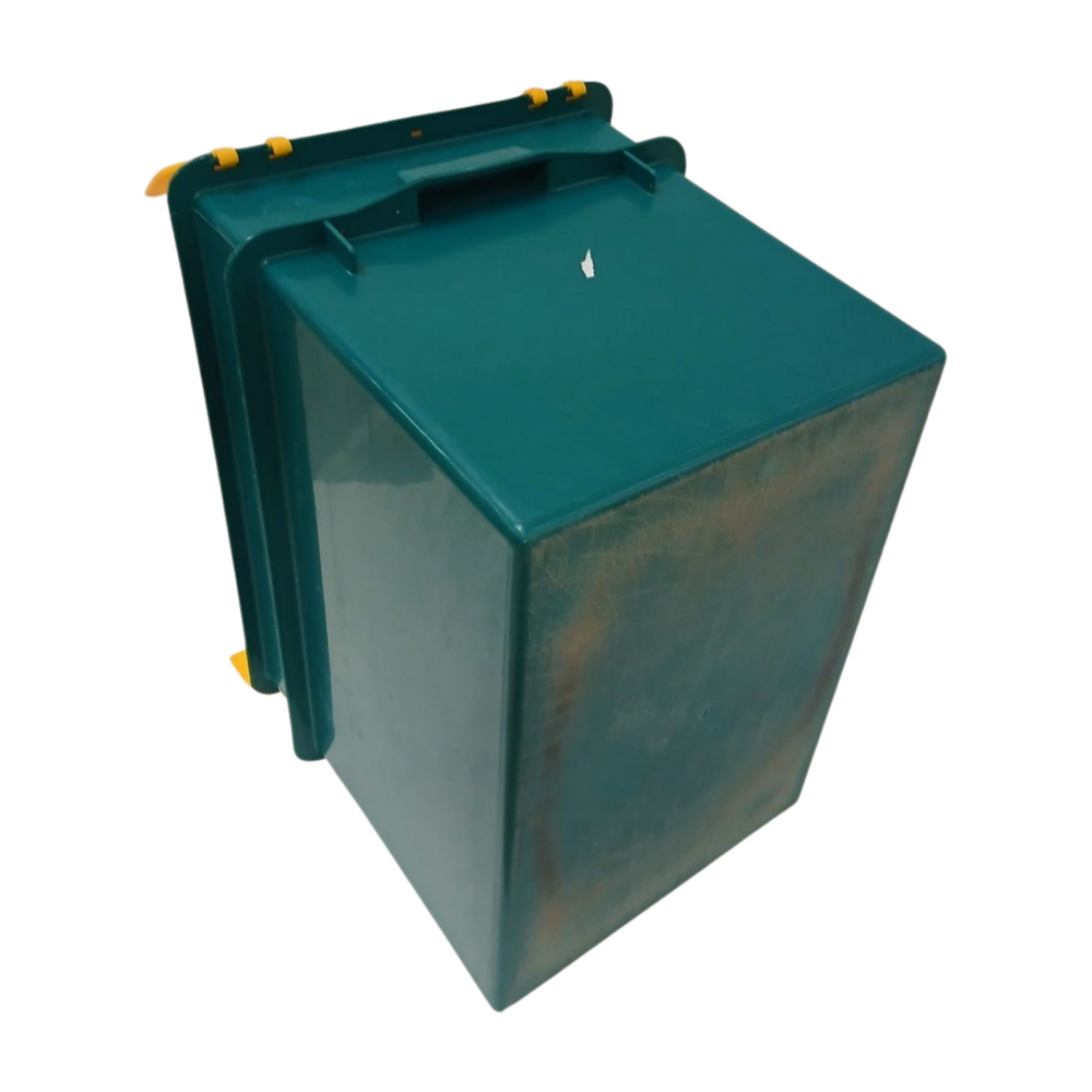 Emtrade Nestbare distributiebak 600x400x410 mm, levensmiddelecht, groen/geel, gebruikt