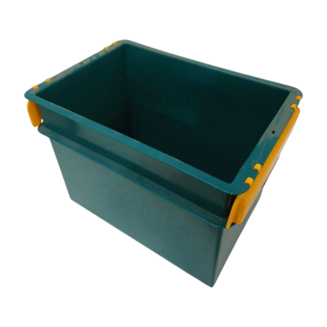 Emtrade Distributiebak, 600x400x410 mm, euronorm, levensmiddelgeschikt, groen, geel kunststof, gebruikt
