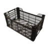Zwarte kunststof agrikrat 500x300x240 mm, geperforeerd, gebruikt
