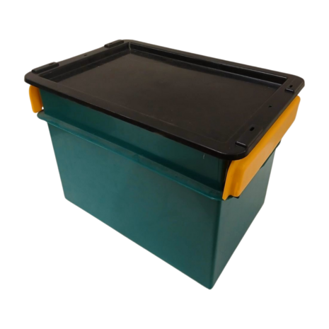 Emtrade Nestbare distributiebak 600x400x410 mm, levensmiddelecht, groen/geel, gebruikt