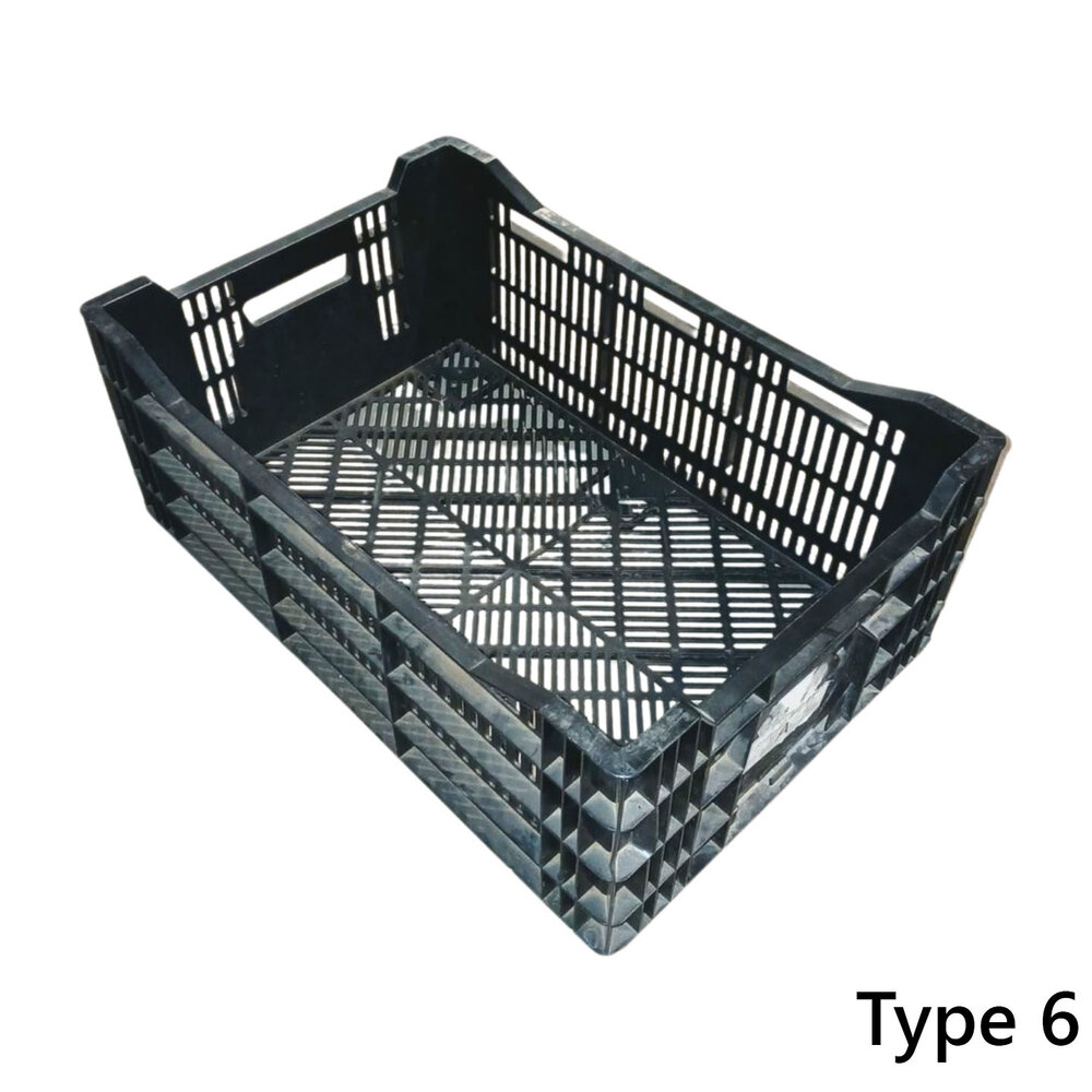 Emtrade Kunststof krat 600x400x240mm zwart geperforeerd, gebruikt