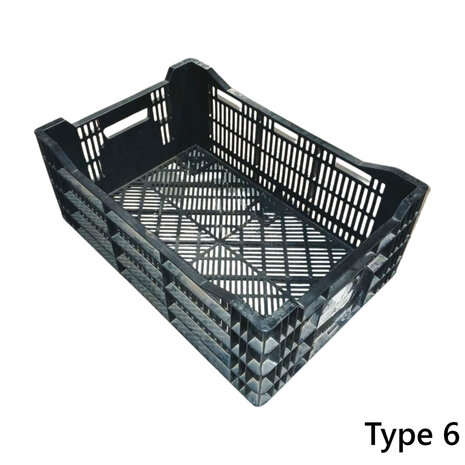 Emtrade Kunststof krat 600x400x240mm zwart geperforeerd, gebruikt