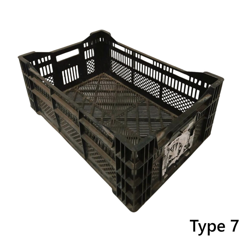 Emtrade Kunststof krat 600x400x240mm zwart geperforeerd, gebruikt