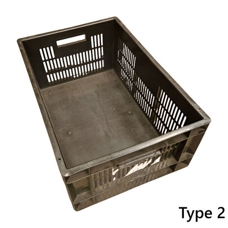 Emtrade Kunststof krat 600x400x240mm zwart geperforeerd, gebruikt