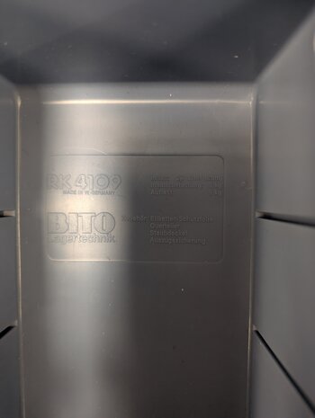 BITO Magazijnbak 400x117x90mm, 2,7 liter, kunststof bak, gesloten, stapelbaar, blauw, gebruikt