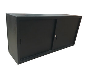 Emtrade Lage schuifdeurkast, zwart, 2 legborden, incl 1 sleutel, 160x45x76cm, gebruikt