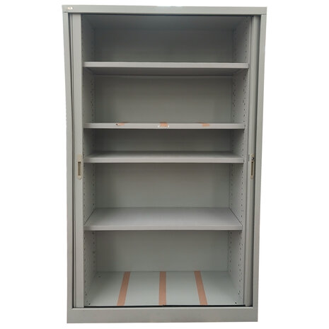 Utopia Utopia roldeurkast 121x45x97cm, 4 legborden zwart, zonder sleutel, gebruikt