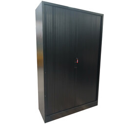 Emtrade Roldeurkast 120,5x47x194,5cm, 3 legborden zwart, inclusief sleutel, gebruikt