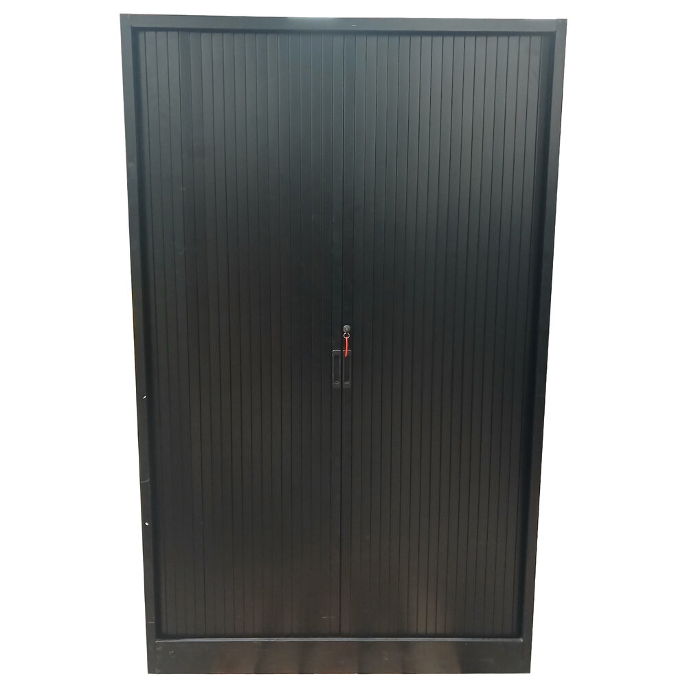 Emtrade Roldeurkast 120,5x47x194,5cm, 3 legborden zwart, inclusief sleutel, gebruikt