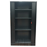 Emtrade Roldeurkast 120,5x47x194,5cm, 3 legborden zwart, inclusief sleutel, gebruikt
