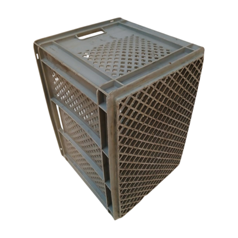 Emtrade Geperforeerde krat 60x40x43 cm, grijs, gebruikt