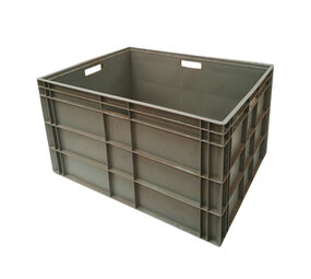 Emtrade Kunststof Stapelbak 80x60x44cm, Verstevigd PP, Grijs, Gebruikt