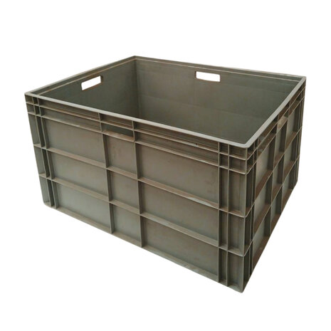 Emtrade Kunststof Stapelbak 80x60x44cm, Verstevigd PP, Grijs, Gebruikt