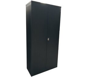 Zwarte archiefkast met 4 legborden, 92x42x195 cm, zonder sleutel, gebruikt,