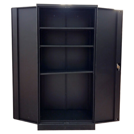 Zwarte archiefkast met 4 legborden, 92x42x195 cm, zonder sleutel, gebruikt,