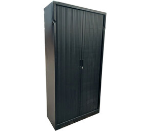 Emtrade Roldeurkast 4 legborden zwart, 100x43x198 cm,  gebruikt