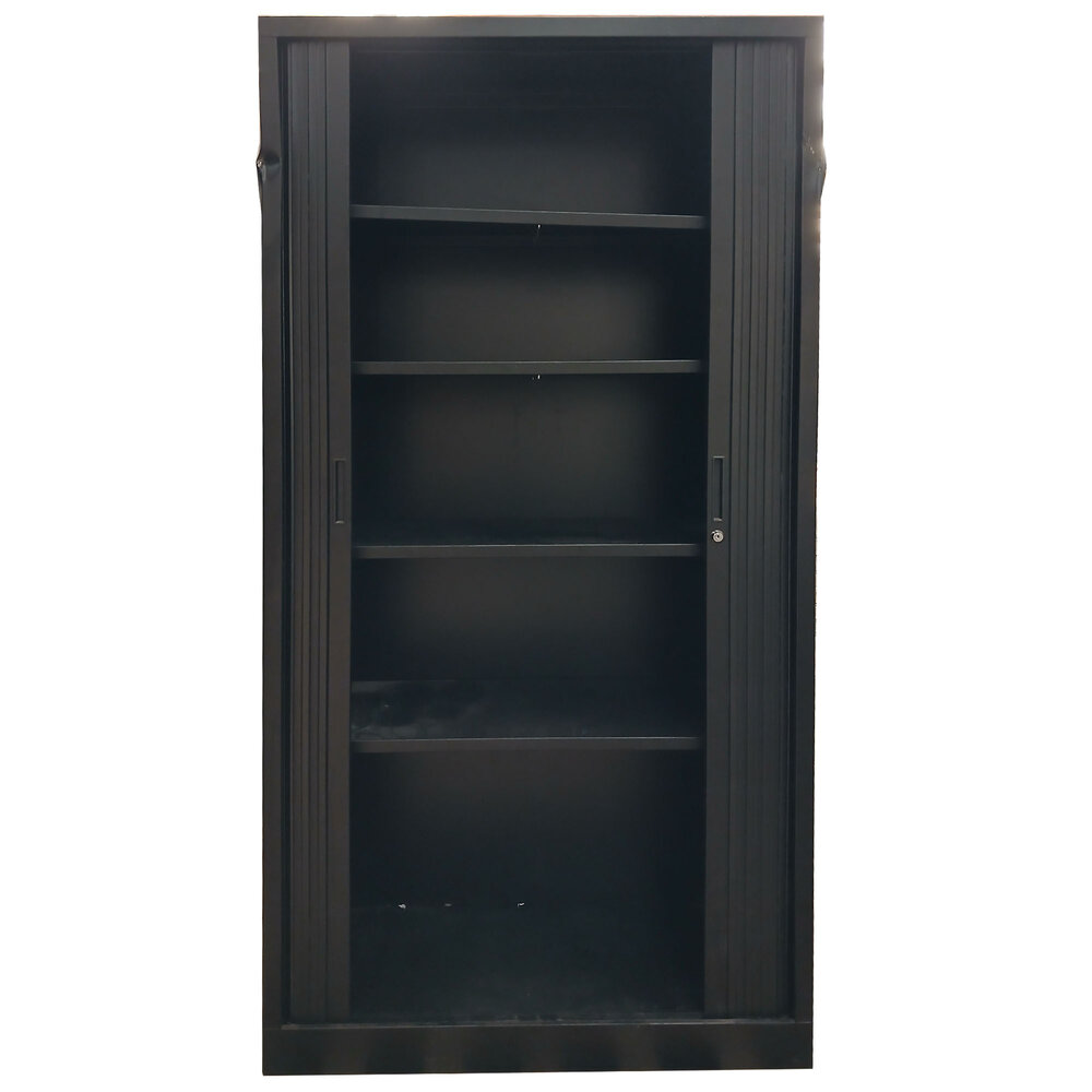 Emtrade Roldeurkast 4 legborden zwart, 100x43x198 cm,  gebruikt