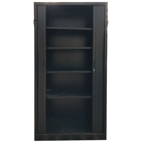 Emtrade Roldeurkast 4 legborden zwart, 100x43x198 cm,  gebruikt