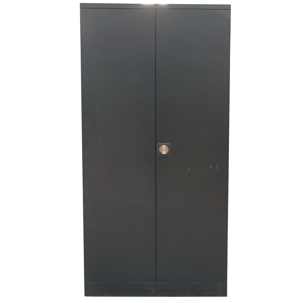 Zwarte archiefkast met 4 legborden, 92x42x195 cm, zonder sleutel, gebruikt,
