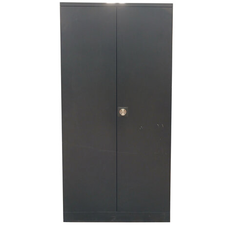 Zwarte archiefkast met 4 legborden, 92x42x195 cm, zonder sleutel, gebruikt,
