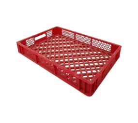 Emtrade Stapelkrat, 595x395x70 mm, euronorm, levensmiddelgeschikt, rood hdpe, gebruikt