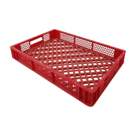 Emtrade Stapelkrat, 595x395x70 mm, euronorm, levensmiddelgeschikt, rood hdpe, gebruikt