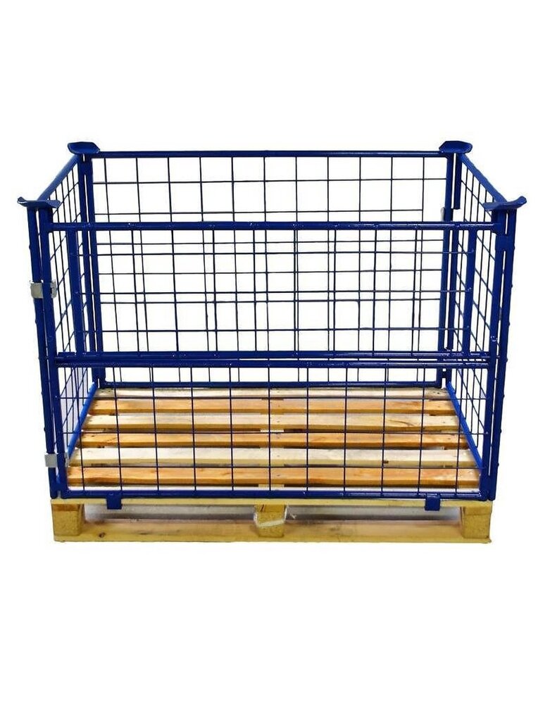 Emtrade (Nieuw) Opzetrand staal voor euro pallet, klapraam, gaascontainer, 1200x800x800 mm, nieuw