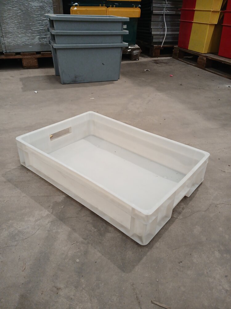 Emtrade Stapelbak 600x400x120mm, wit, gebruikt – kunststof, stapelbaar, opslag