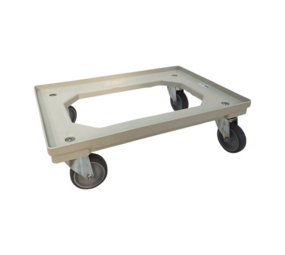 Kunststof dolly grijs 610x410x170 mm, zwenkwielen, Euronorm 60x40, gebruikt