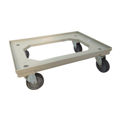 Kunststof dolly grijs 610x410x170 mm, zwenkwielen, Euronorm 60x40, gebruikt