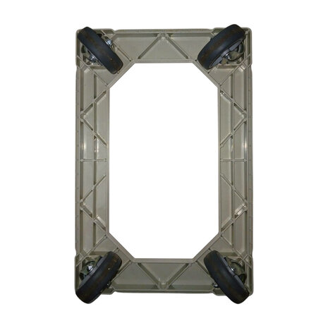 Kunststof dolly grijs 610x410x170 mm, zwenkwielen, Euronorm 60x40, gebruikt