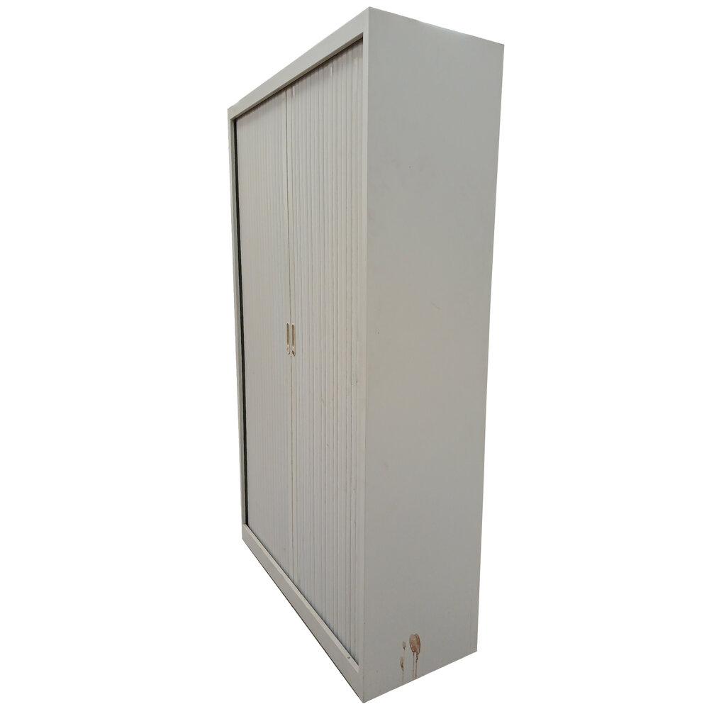 Emtrade Roldeurkast 120x45x195 cm, 4 legborden, grijs, gebruikt