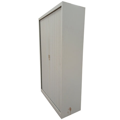 Emtrade Roldeurkast 120x45x195 cm, 4 legborden, grijs, gebruikt